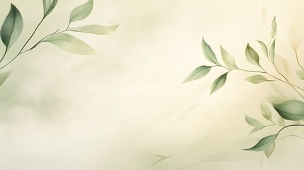 Soft Green Leaves on Light Background for Tranquil Aesthetic