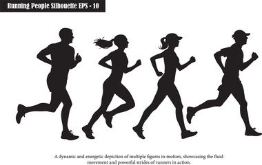 Dynamic Running Silhouette Collection – Athletic Motion Energy Fitness Jogging Sprinting Marathon Sports Endurance Training Workout Cardio Competition Outdoors Health Exercise Lifestyle