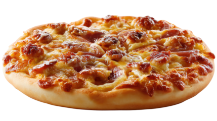 Delicious Pizza Feast: A mouthwatering close-up captures a perfectly baked pizza, showcasing a golden crust and generous toppings, a culinary masterpiece of flavor and texture.
