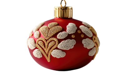 Ornament of festive love: A beautifully adorned ornament, in shades of red and gold, it's the perfect image to bring about the festive season, full of elegance and warmth.