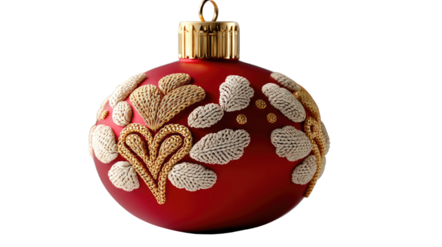 Ornament of festive love: A beautifully adorned ornament, in shades of red and gold, it's the perfect image to bring about the festive season, full of elegance and warmth.