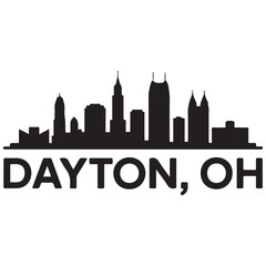 Naklejka premium Dayton, OH skyline, monochrome Vector black silhouette. with white background