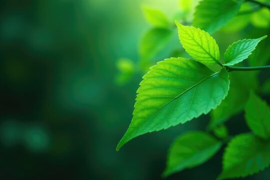 Vibrant green leaves overlaying futuristic technological interface , technology background, sustainable