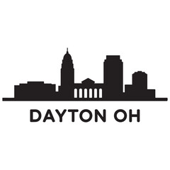 Obraz premium Dayton, OH skyline, monochrome Vector black silhouette. with white background