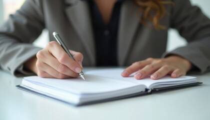 Woman Writing in Notebook