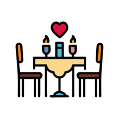 romantic dinner table icon, romantic dinner table vector illustration-simple illustration of romantic dinner table, perfect for romantic dinner table logos and icons