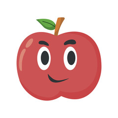  apple colorful collection of adorable fruit and vegetable characters with various facial expressions in cartoon style.