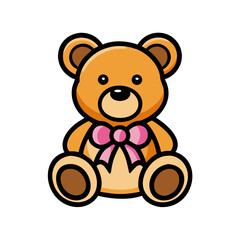Fototapeta premium teddy bear with bow icon, teddy bear with bow vector illustration-simple illustration of teddy bear with bow, perfect for teddy bear with bow logos and icons
