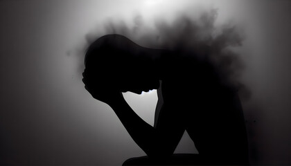 Minimalist Silhouette Symbolizing Depression, Hopelessness, and Low Self-Esteem