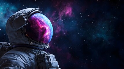 Astronaut in Cosmic Space with Colorful Nebula and Stars
