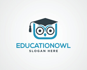 Modern education owl logo design vector template depicting knowledge and wisdom for educational institutions and programs