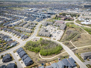 Residential area with a park in the middle