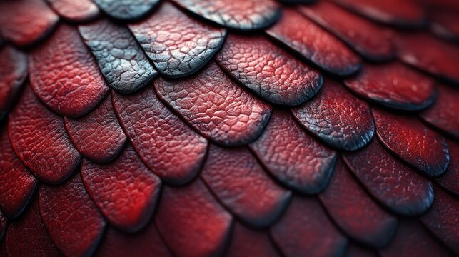 Close-up of intricate red dragon scales