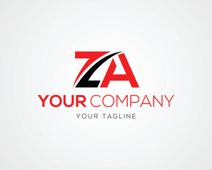 Minimalist ZA initial letter logo design red and black with modern swoosh vector template