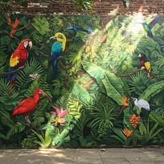 Tropical Bird Mural Wall Art