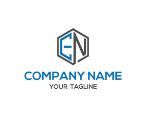 Modern EN initial monogram logo hexagon shape geometric design vector template for company