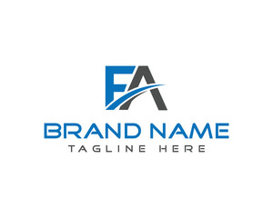 FA initial letter logo with swoosh design minimalist style vector template brand identity