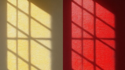 Fototapeta premium Window shadows on two-toned wall