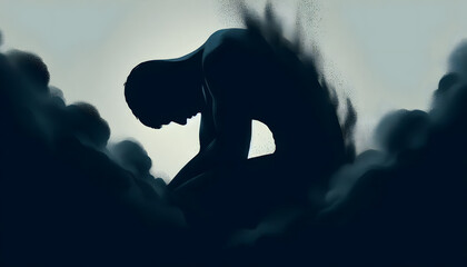 Minimalist Silhouette Symbolizing Depression, Hopelessness, and Low Self-Esteem