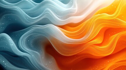 Obraz premium Abstract flowing fabric design in cool tones and warm hues