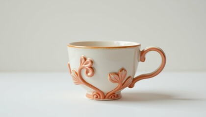 Elegant Decorative Cup Display Minimalist Studio Product Photography Soft Lighting Artistic Concept