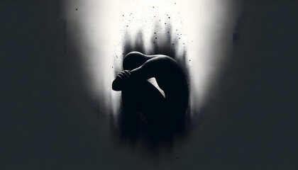 Minimalist Silhouette Symbolizing Depression, Hopelessness, and Low Self-Esteem