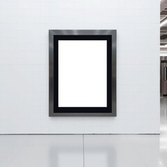 Front view of empty subway poster on white wall billboard blank mockup display empty poster advertising