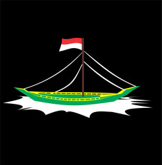 Traditional Boat Indonesia Cultural. Vector Ilustrator