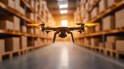 Drone navigating a warehouse