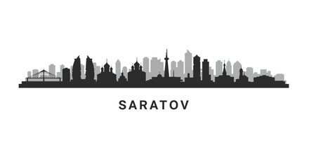 Saratov City Skyline Silhouette.