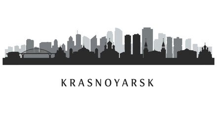 Krasnoyarsk skyline with Russia, and city silhouette.