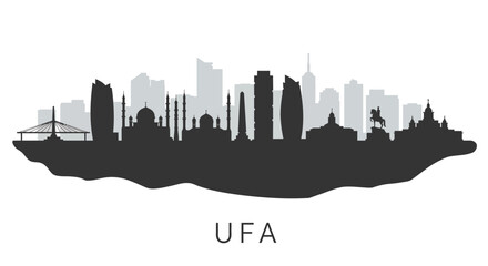 Naklejka premium Ufa City Skyline Russia Silhouette.