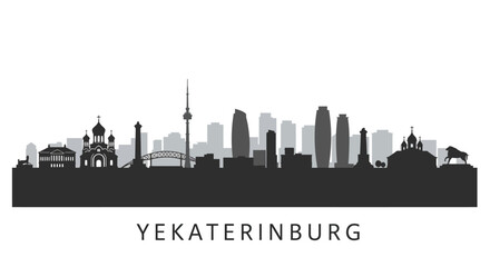 Fototapeta premium Yekaterinburg City Skyline Silhouette.