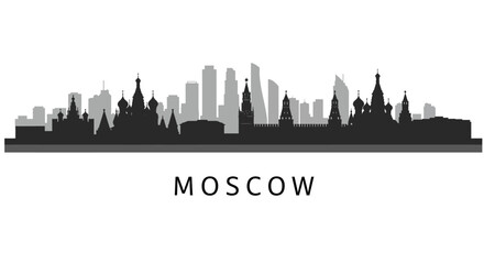 Obraz premium Moscow Skyline with Russia Cityscape, and Black White Vector.