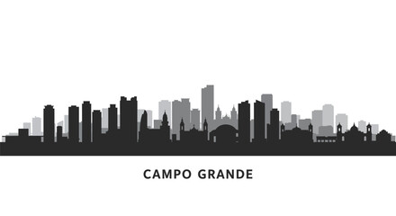 Fototapeta premium Campo Grande Skyline with Brazil Cityscape, and Vector Illustration.