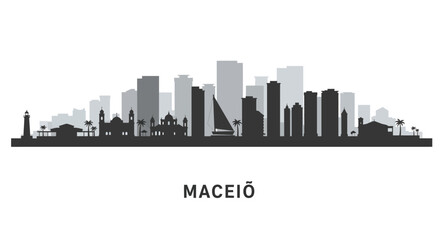 Obraz premium Maceio Brazil Skyline with Silhouette, Landmark, and Cityscape.