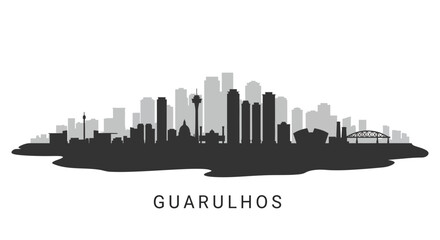 Obraz premium Guarulhos Cityscape Silhouette with Brazil Skyline.