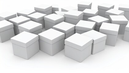 Obraz premium Array of White Boxes on White Surface - Abstract Conceptual Background