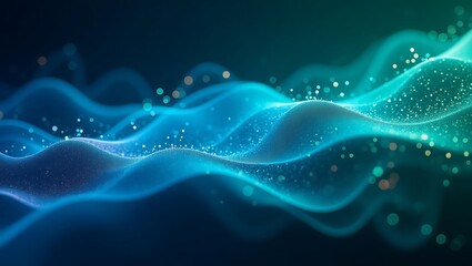 High quality Professional Abstract blue green wave particle background stock image