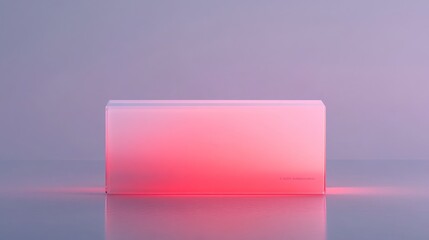 Modern, translucent rectangular object, illuminated with a soft, gradient pink light