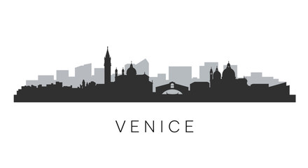 Obraz premium Venice Skyline Italy Silhouette Vector.