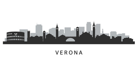 Verona Italy Skyline with Cityscape Silhouette.