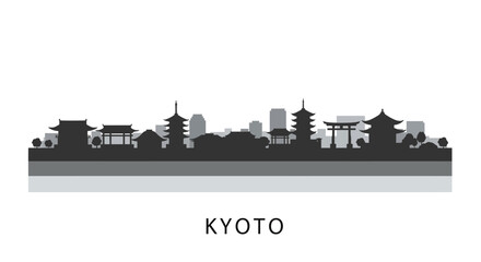 Obraz premium Kyoto Silhouette Japan Cityscape Vector.