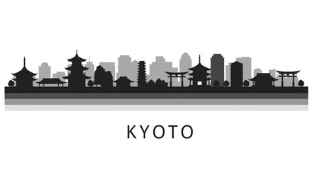 Fototapeta premium Kyoto Skyline with Japan Cityscape silhouette.