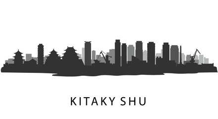 Naklejka premium Kitakyushu Skyline Vector City Silhouette.