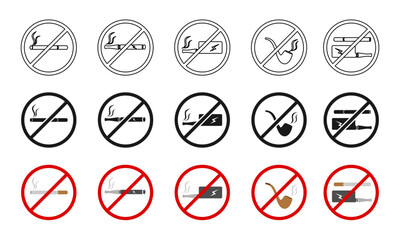 no smoking icon set vector illustration isolated on white background.