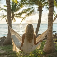 Relaxing beachside hammock
