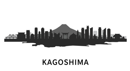 Fototapeta premium Kagoshima Skyline Japan City Silhouette.