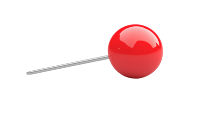 Red Push Pin Close-Up on White Background for Office or Craft Use