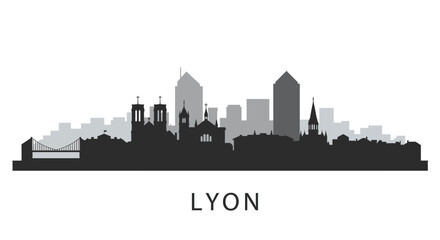 Lyon Skyline with France Vector Illustration.